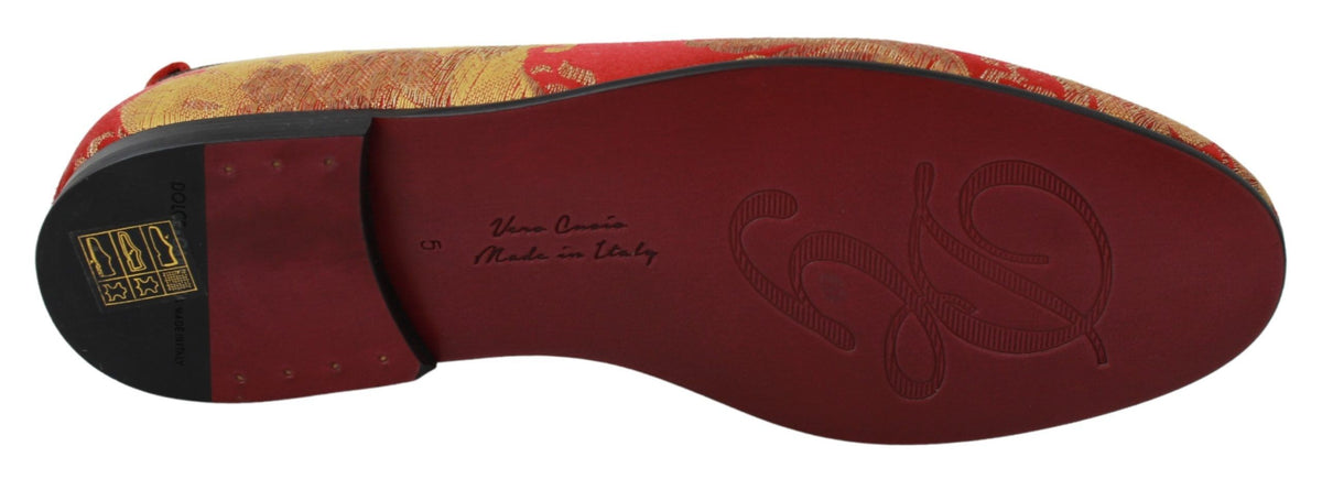 Mocassins Dolce &amp; Gabbana en brocart rouge et or