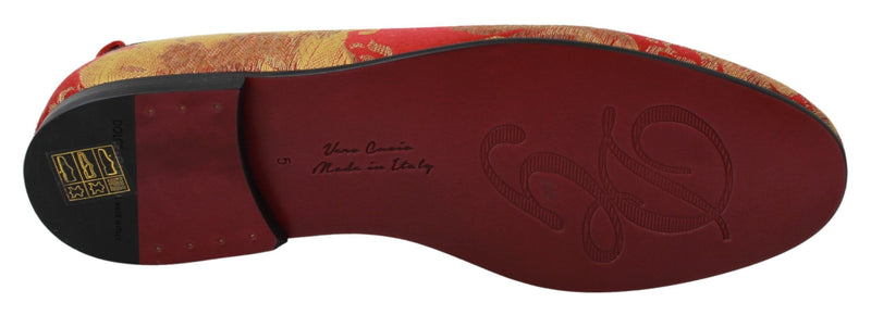 Mocassins Dolce &amp; Gabbana en brocart rouge et or