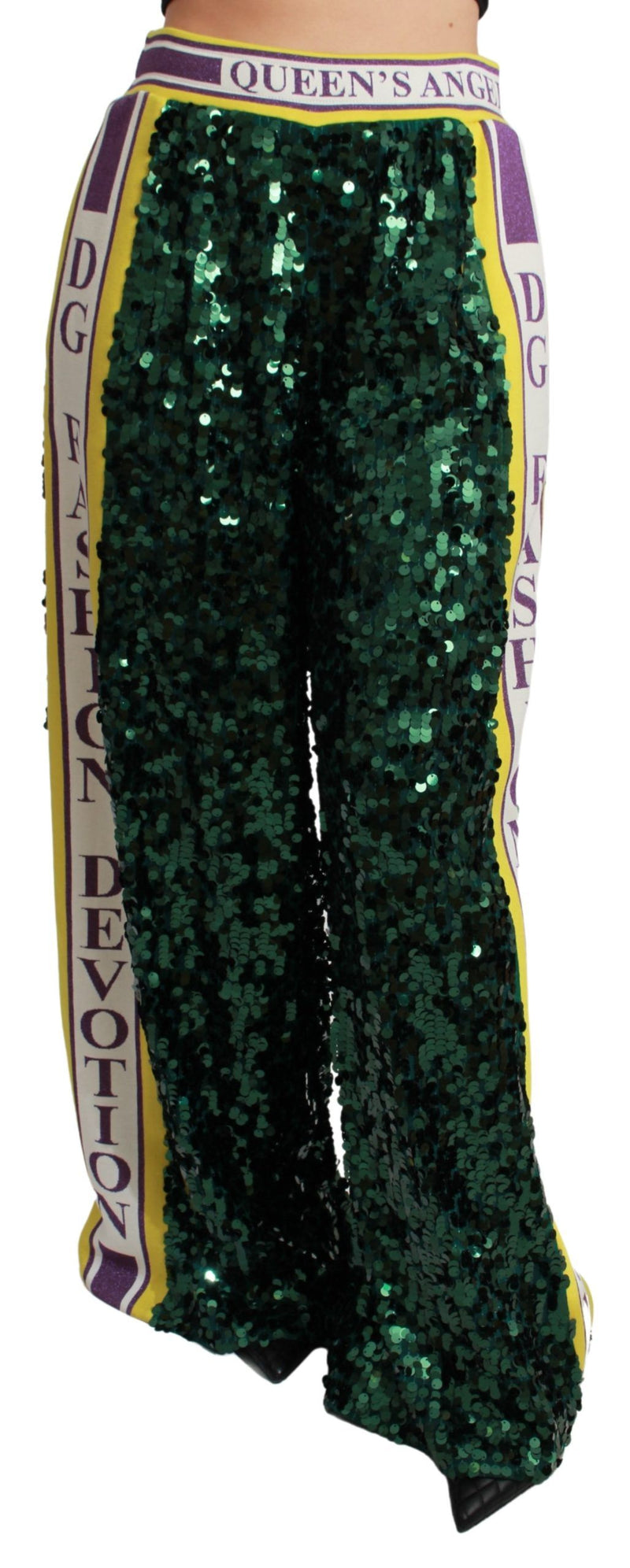 Pantalon à sequins verts Dolce &amp; Gabbana Queens Angel