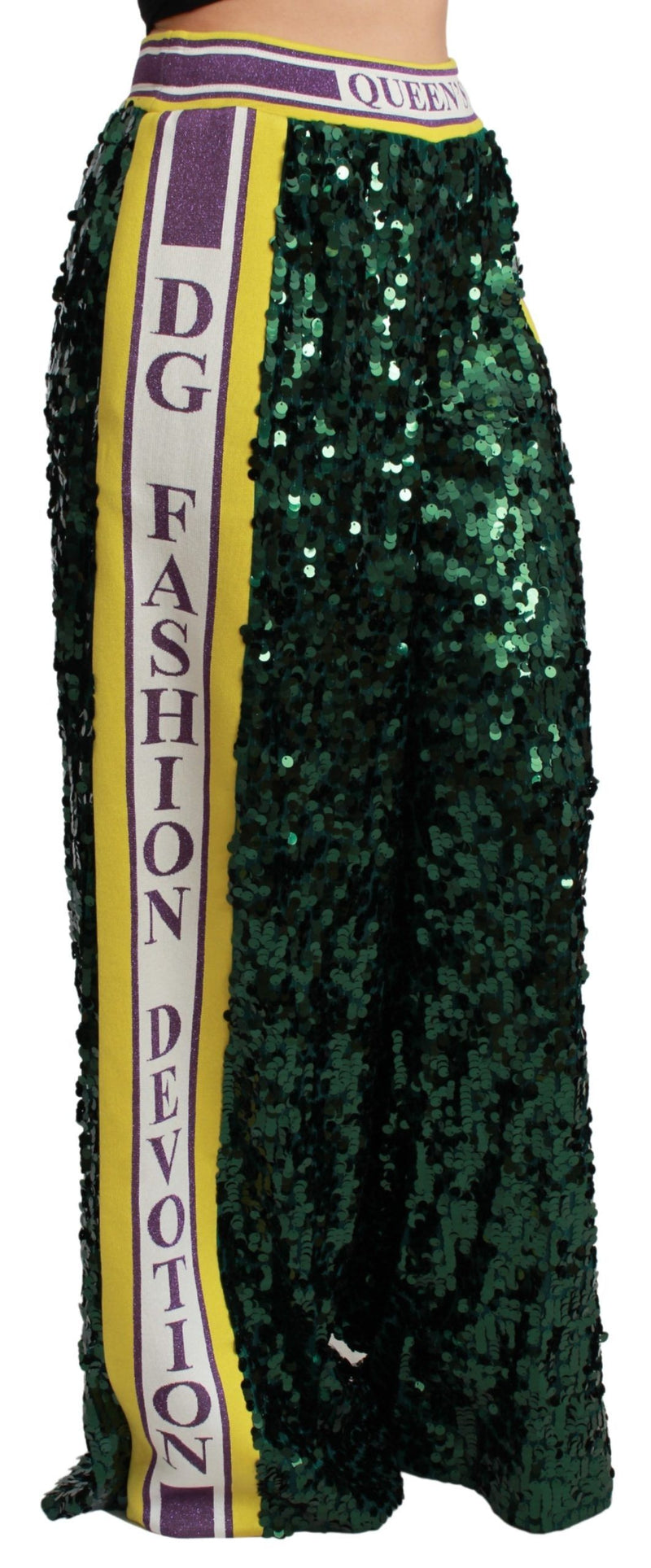 Pantalon à sequins verts Dolce &amp; Gabbana Queens Angel