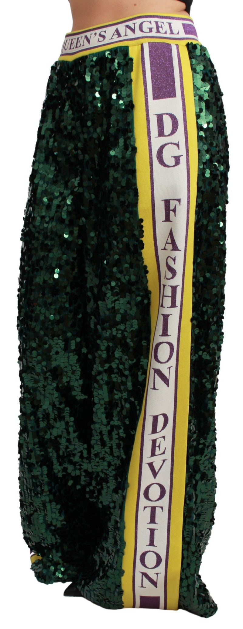 Pantalon à sequins verts Dolce &amp; Gabbana Queens Angel