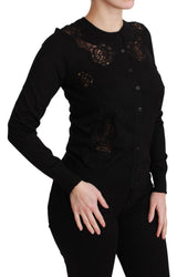 Gilet en cachemire noir et dentelle Dolce &amp; Gabbana