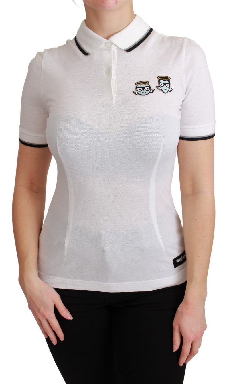 Polo blanc en coton Dolce &amp; Gabbana #dgfamily T-shirt