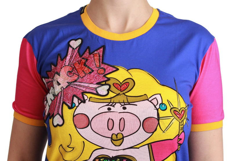 T-shirt en coton Dolce &amp; Gabbana Purple PIG SUPERGIRL