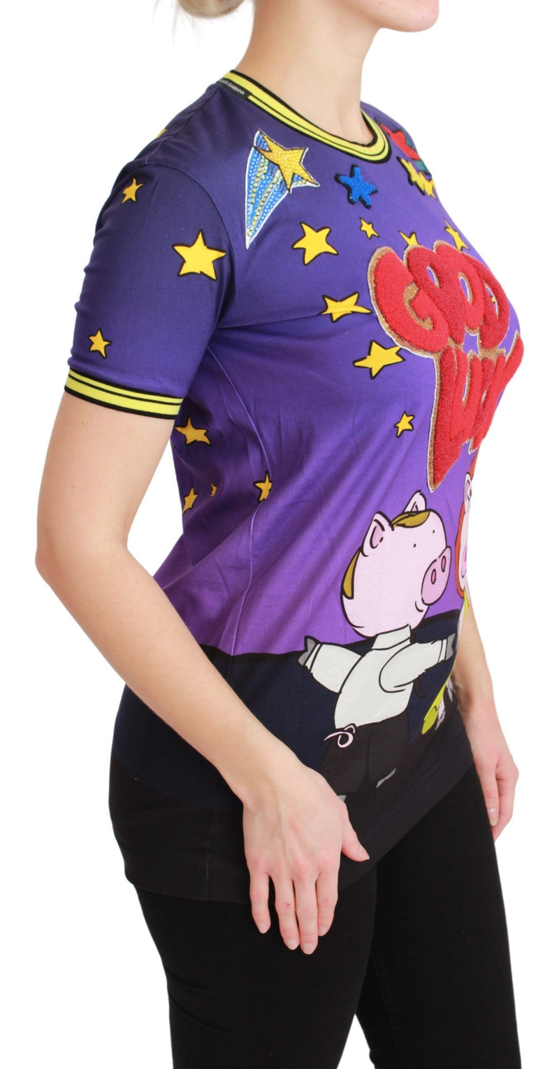 T-shirt en coton Dolce &amp; Gabbana violet « Année du Cochon »