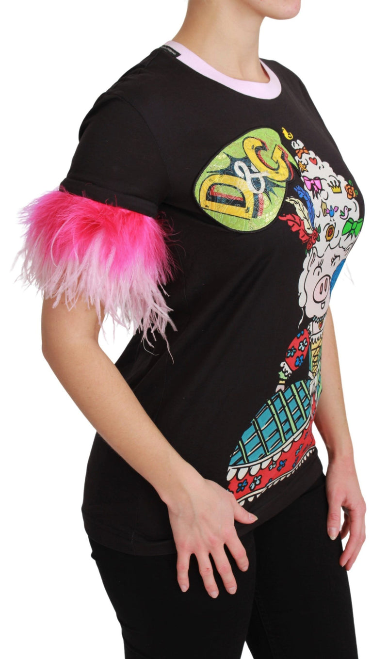 T-shirt Dolce &amp; Gabbana noir « Année du Cochon » en coton