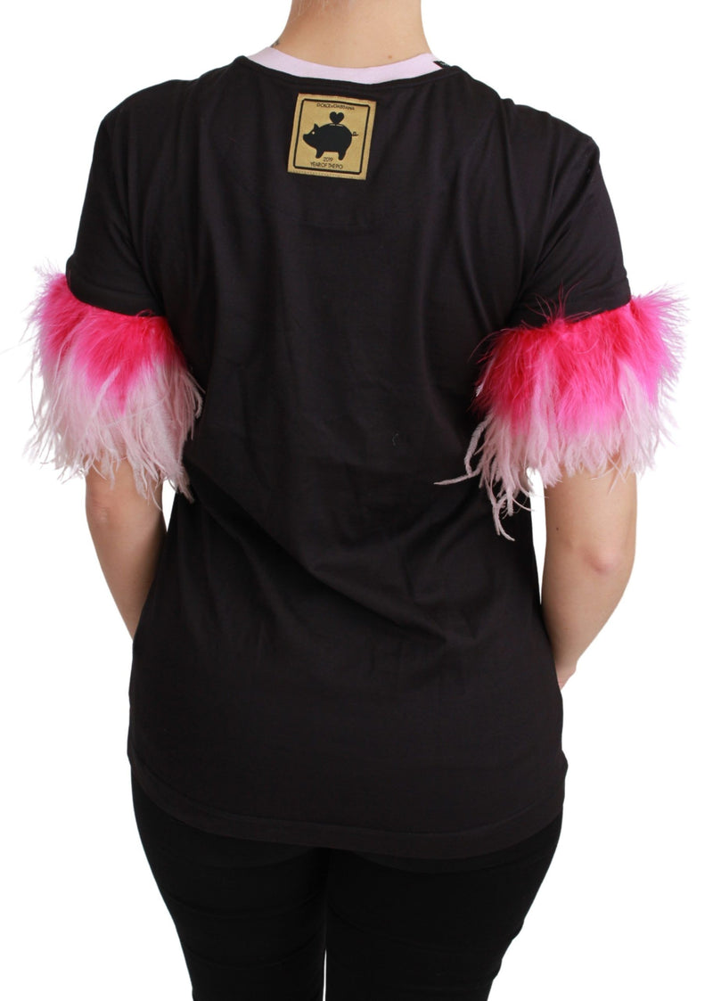 T-shirt Dolce &amp; Gabbana noir « Année du Cochon » en coton