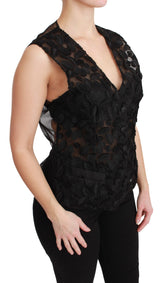 Dolce &amp; Gabbana Gilet en brocart noir à fleurs