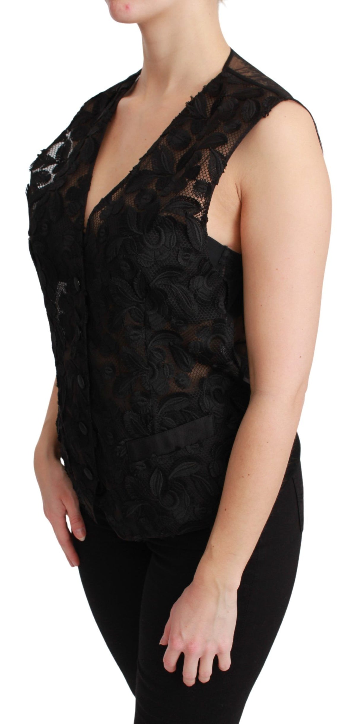 Dolce &amp; Gabbana Gilet en brocart noir à fleurs