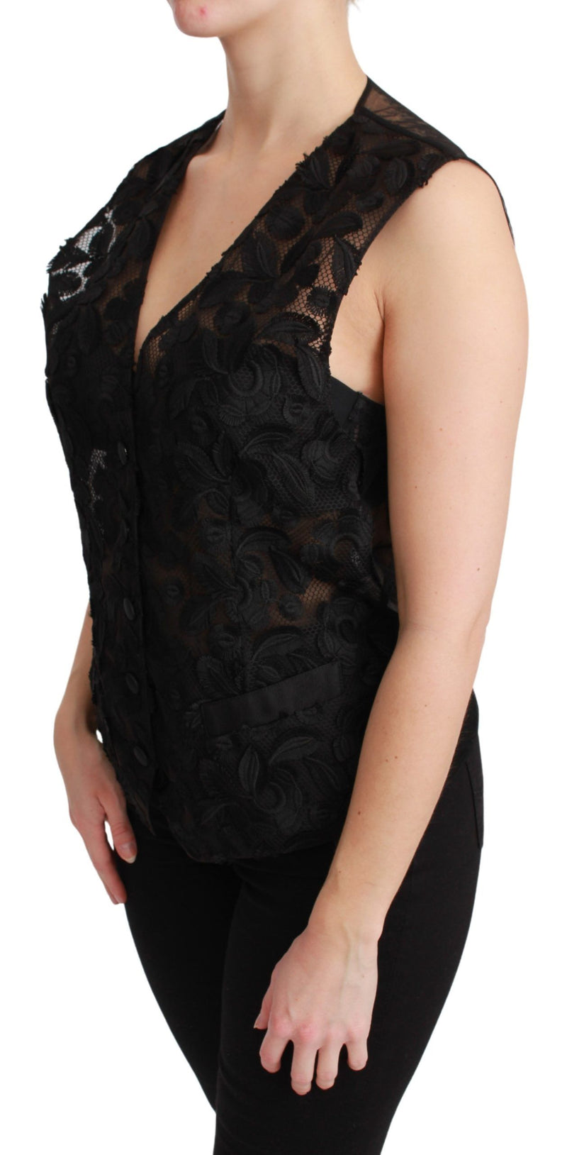 Dolce &amp; Gabbana Gilet en brocart noir à fleurs