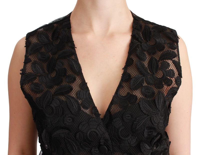 Dolce &amp; Gabbana Gilet en brocart noir à fleurs