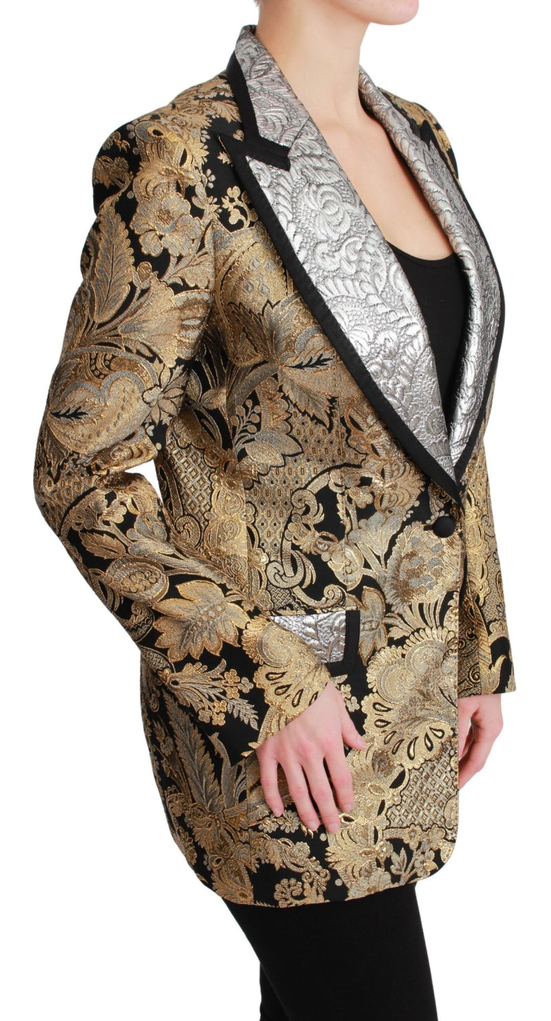 Veste blazer Dolce &amp; Gabbana en jacquard noir et or