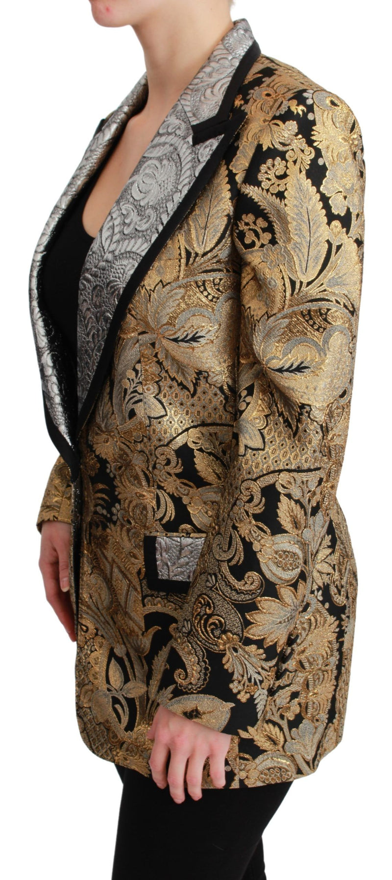 Veste blazer Dolce &amp; Gabbana en jacquard noir et or