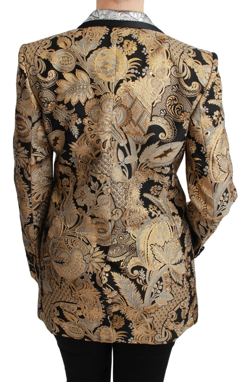 Veste blazer Dolce &amp; Gabbana en jacquard noir et or