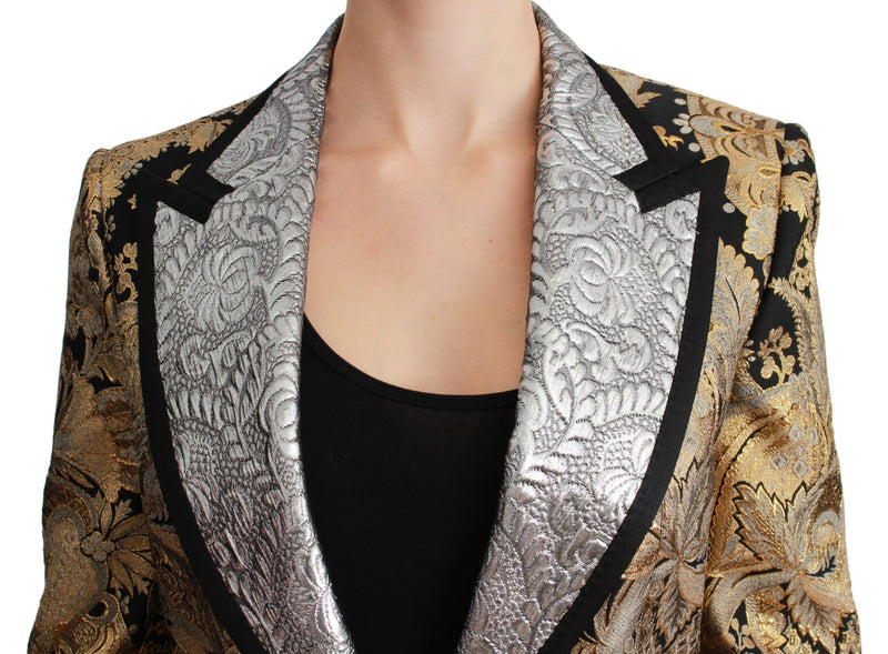 Veste blazer Dolce &amp; Gabbana en jacquard noir et or