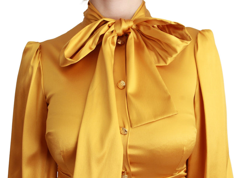 Robe fourreau mini moulante en soie stretch jaune Dolce &amp; Gabbana