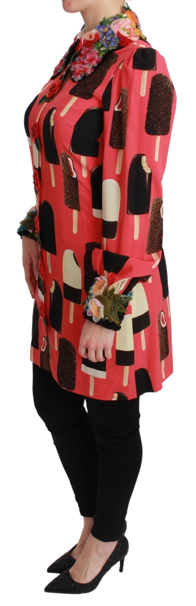 Robe à sequins Dolce &amp; Gabbana rose glace à motifs roses