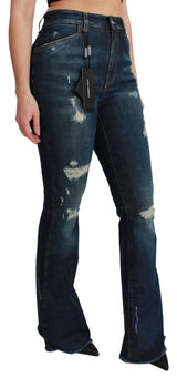 Jean évasé en coton stretch bleu Dolce &amp; Gabbana