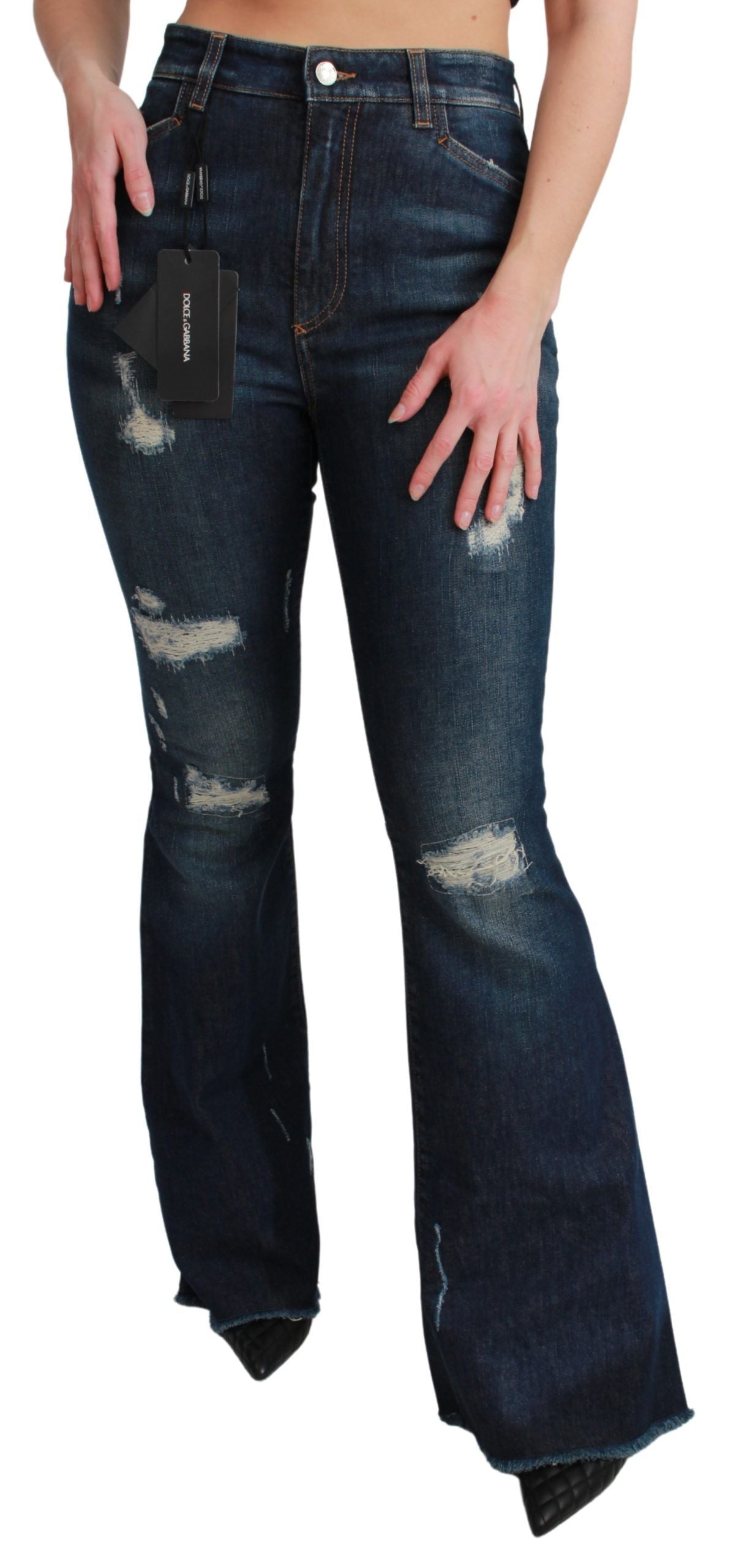 Jean évasé en coton stretch bleu Dolce &amp; Gabbana