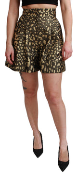 Short en coton Dolce &amp; Gabbana noir et or taille haute