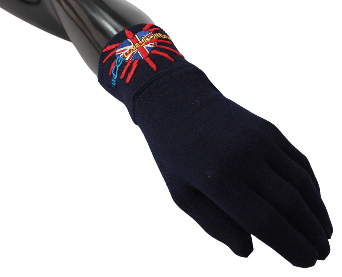 Gants en laine brodés bleus Dolce & Gabbana #DGLovesLondon