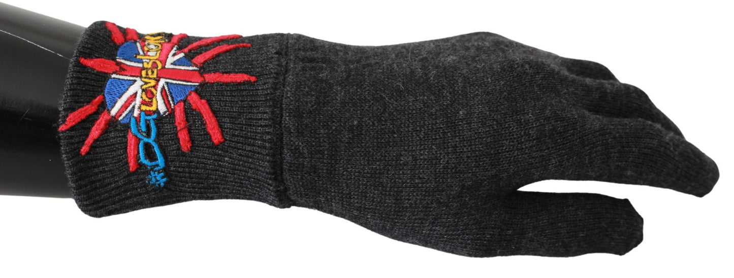 Gants en laine brodés Dolce & Gabbana gris #DGLovesLondon