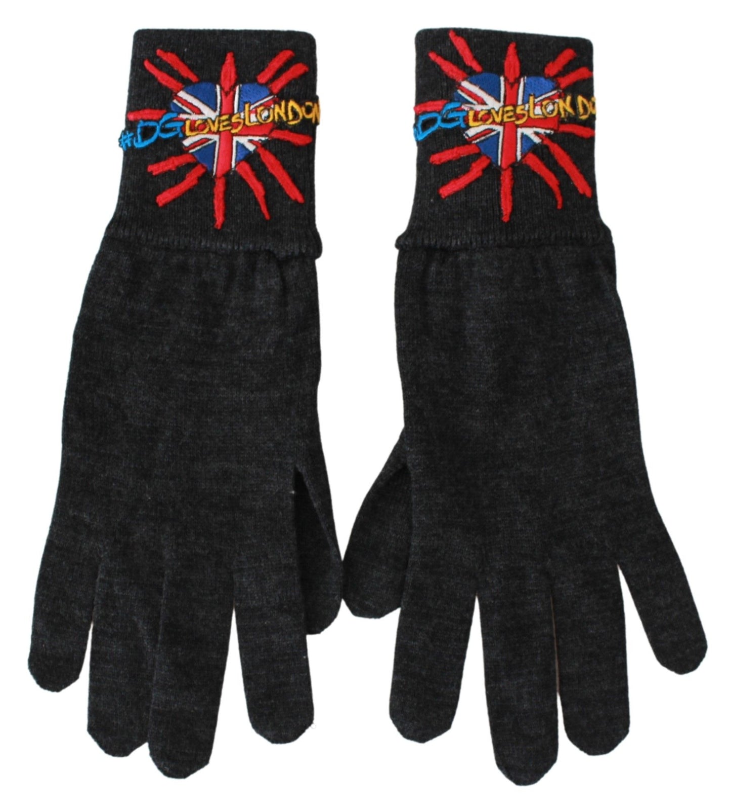 Gants en laine brodés Dolce & Gabbana gris #DGLovesLondon