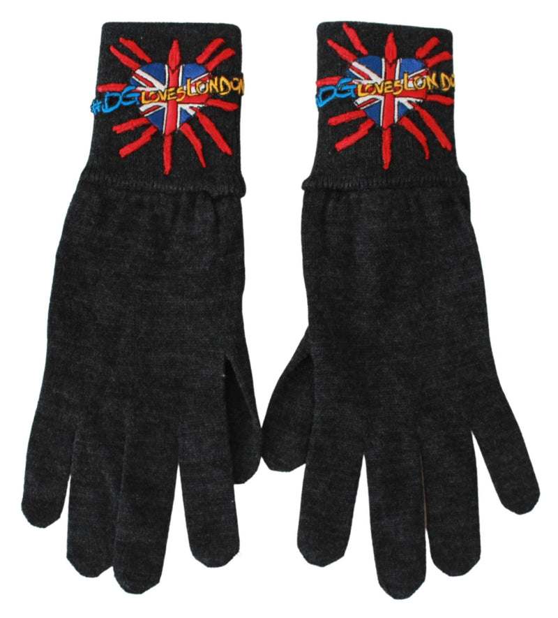 Gants en laine brodés Dolce & Gabbana gris #DGLovesLondon