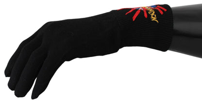 Dolce &amp; Gabbana Zwarte #DGLovesLondon Geborduurde Wollen Handschoenen