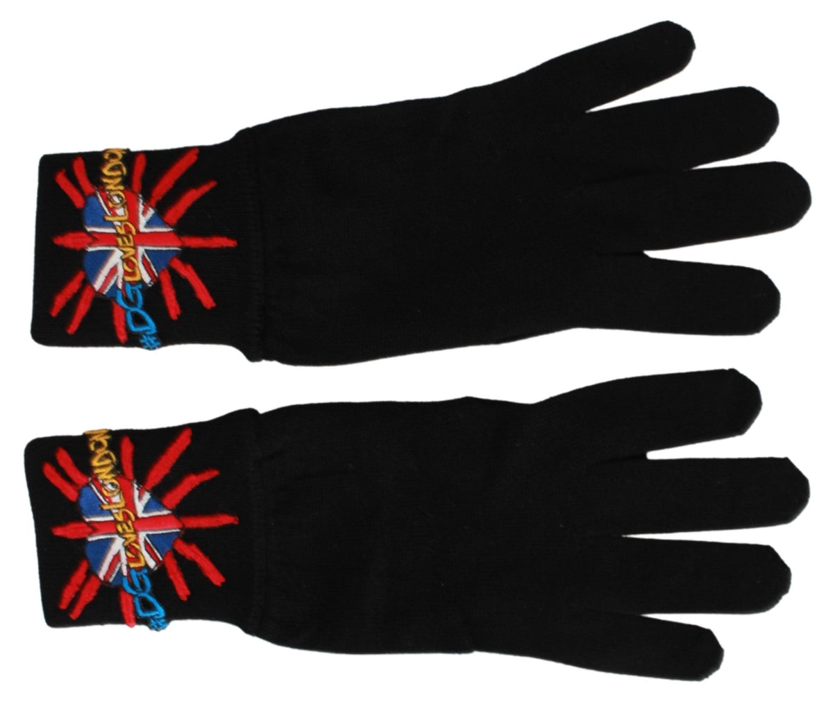 Gants en laine brodés noirs Dolce & Gabbana #DGLovesLondon
