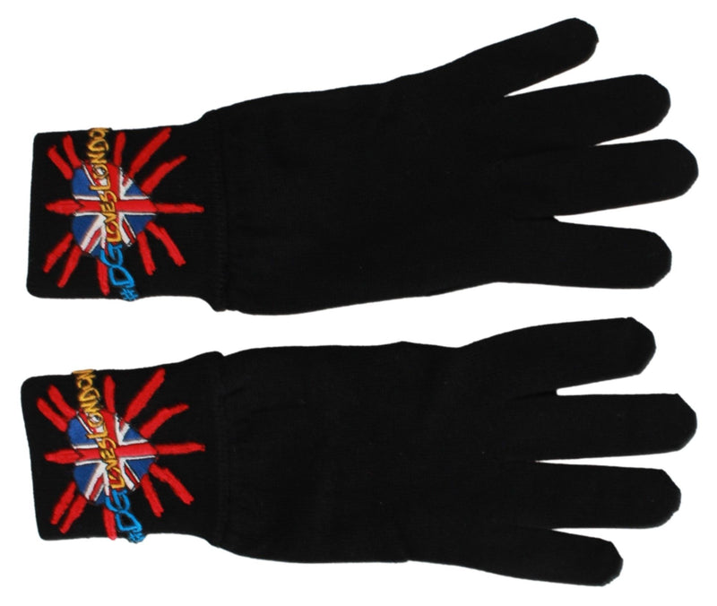 Dolce & Gabbana Zwarte #DGLovesLondon Geborduurde Wollen Handschoenen