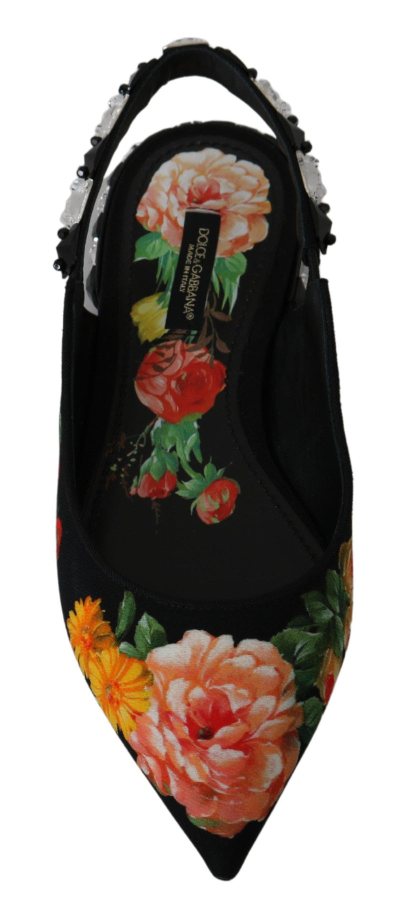 Escarpins à bout rond Dolce &amp; Gabbana noirs à fleurs et cristaux