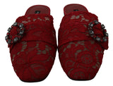 Chaussures plates à lacets rouges et cristaux Dolce &amp; Gabbana