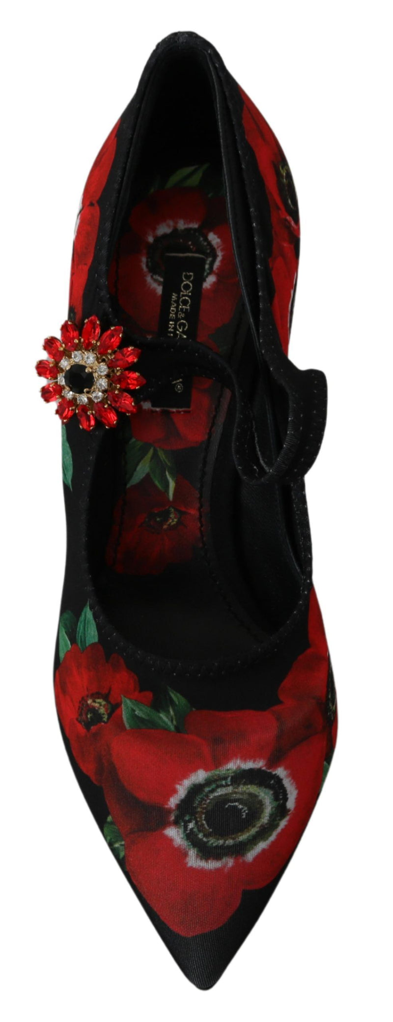 Escarpins Mary Jane à fleurs rouges et noires Dolce &amp; Gabbana
