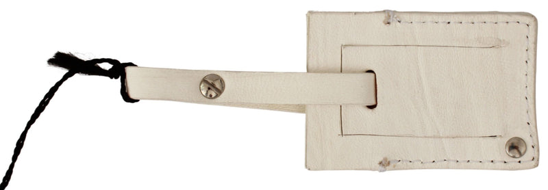 GF Ferre beige bagagelabel met merklogo en patroon van leer