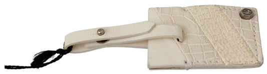 GF Ferre beige bagagelabel met merklogo en patroon van leer