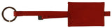 Porte-clés en cuir rouge avec logo de marque Costume National