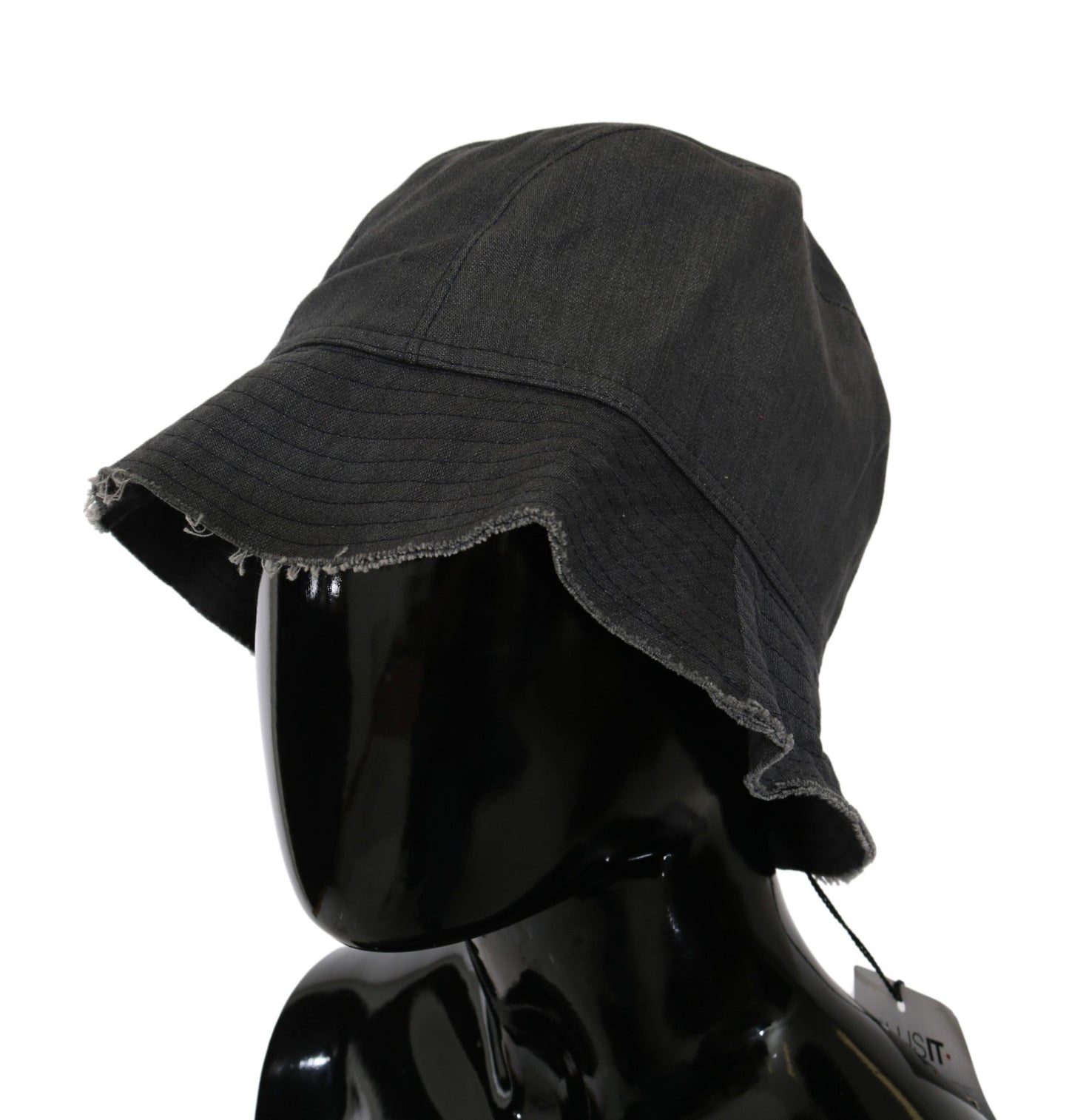 Costume National Zwart Gewassen Brede Rand Outdoor Bucket Hat