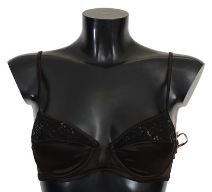Sous-vêtements Ermanno Scervino : soutien-gorge balconnet en sequins marron.