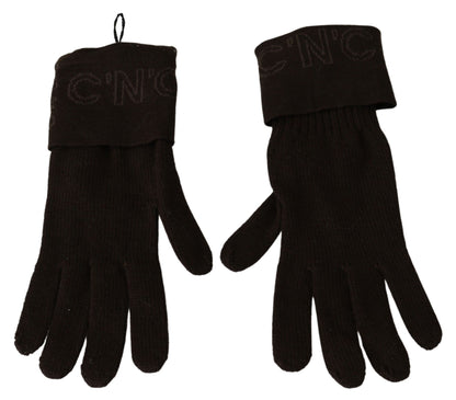 Kostuum Nationaal Bruine Wollen Gebreide Een Maat Polslengte Handschoenen