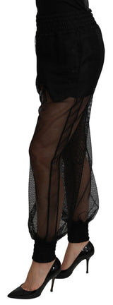 Pantalon de jogging en polyester noir transparent Dolce &amp; Gabbana