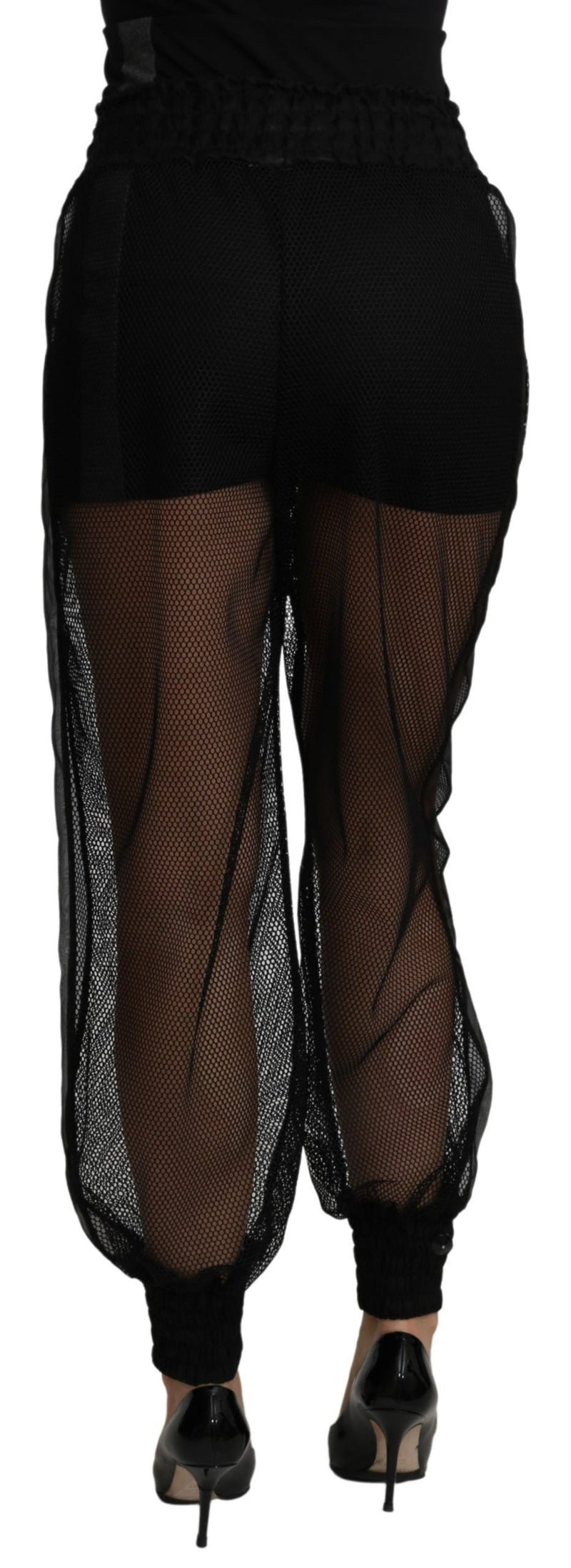 Pantalon de jogging en polyester noir transparent Dolce &amp; Gabbana