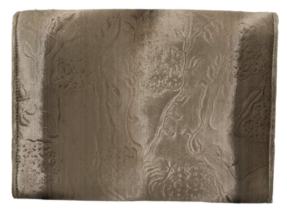 Porte-documents Dolce &amp; Gabbana en cuir à fleurs et velours beige pour homme