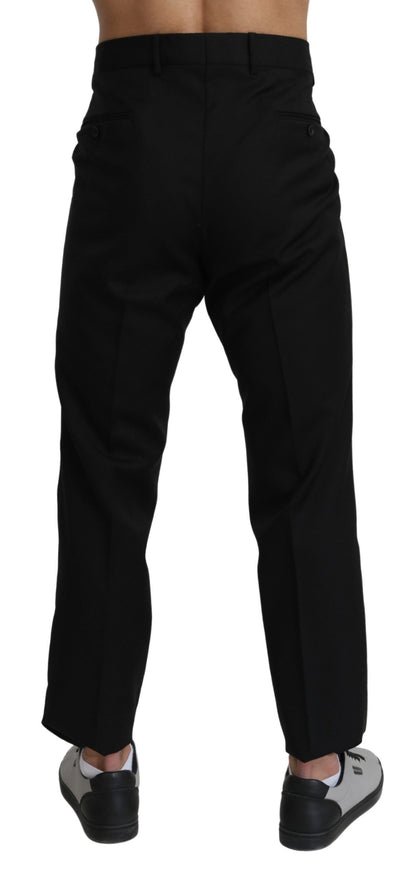 Pantalon tailleur noir en laine et coton Dolce & Gabbana