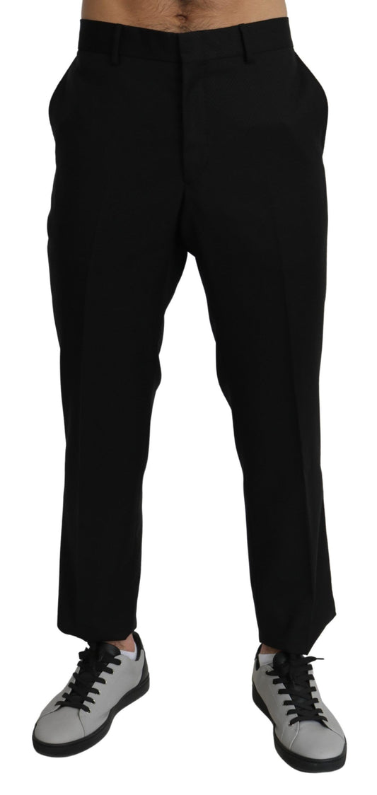 Pantalon tailleur noir en laine et coton Dolce & Gabbana