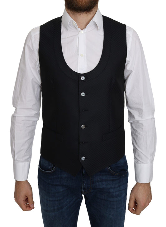 Gilet formel en soie bleue à motif romb de Dolce &amp; Gabbana