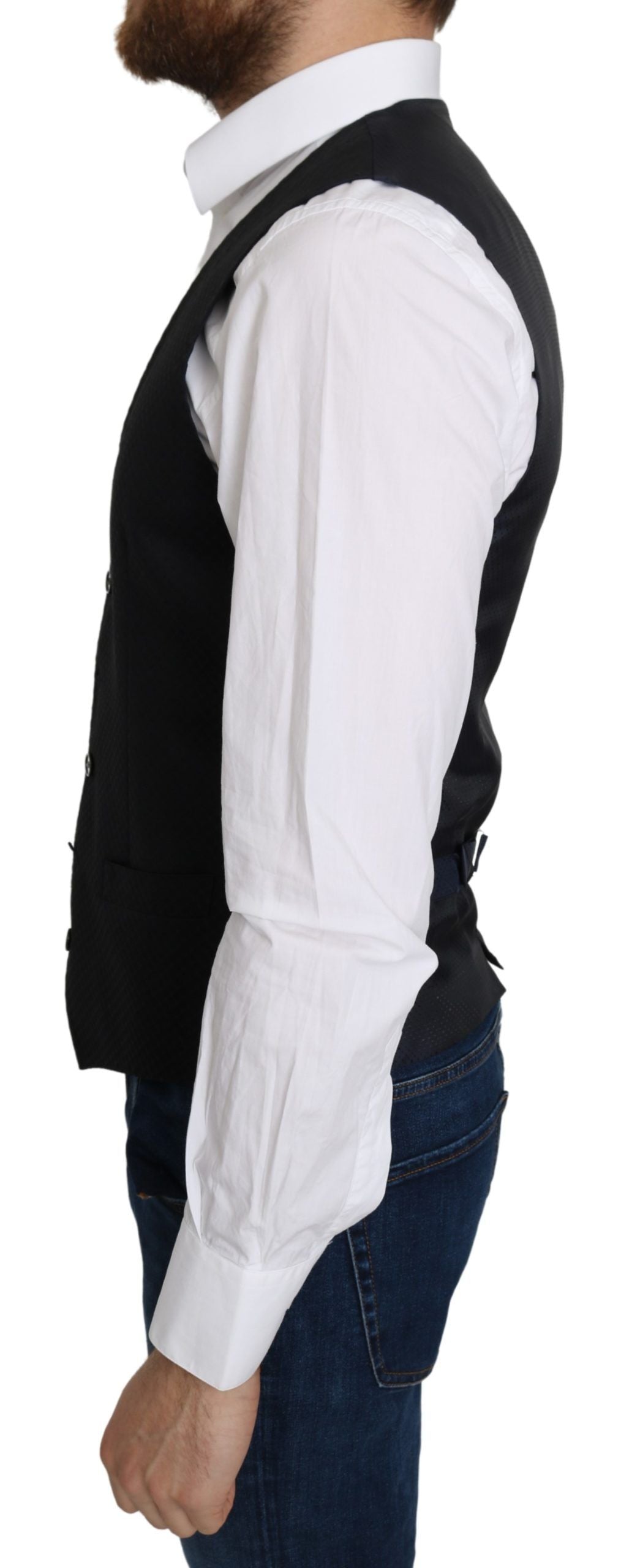 Gilet formel en soie bleue à motif romb de Dolce &amp; Gabbana