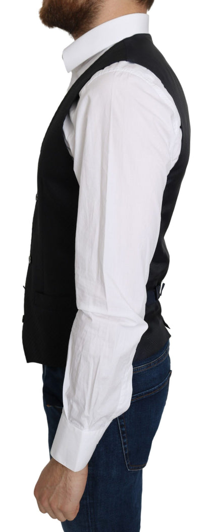Gilet formel en soie bleue à motif romb de Dolce &amp; Gabbana