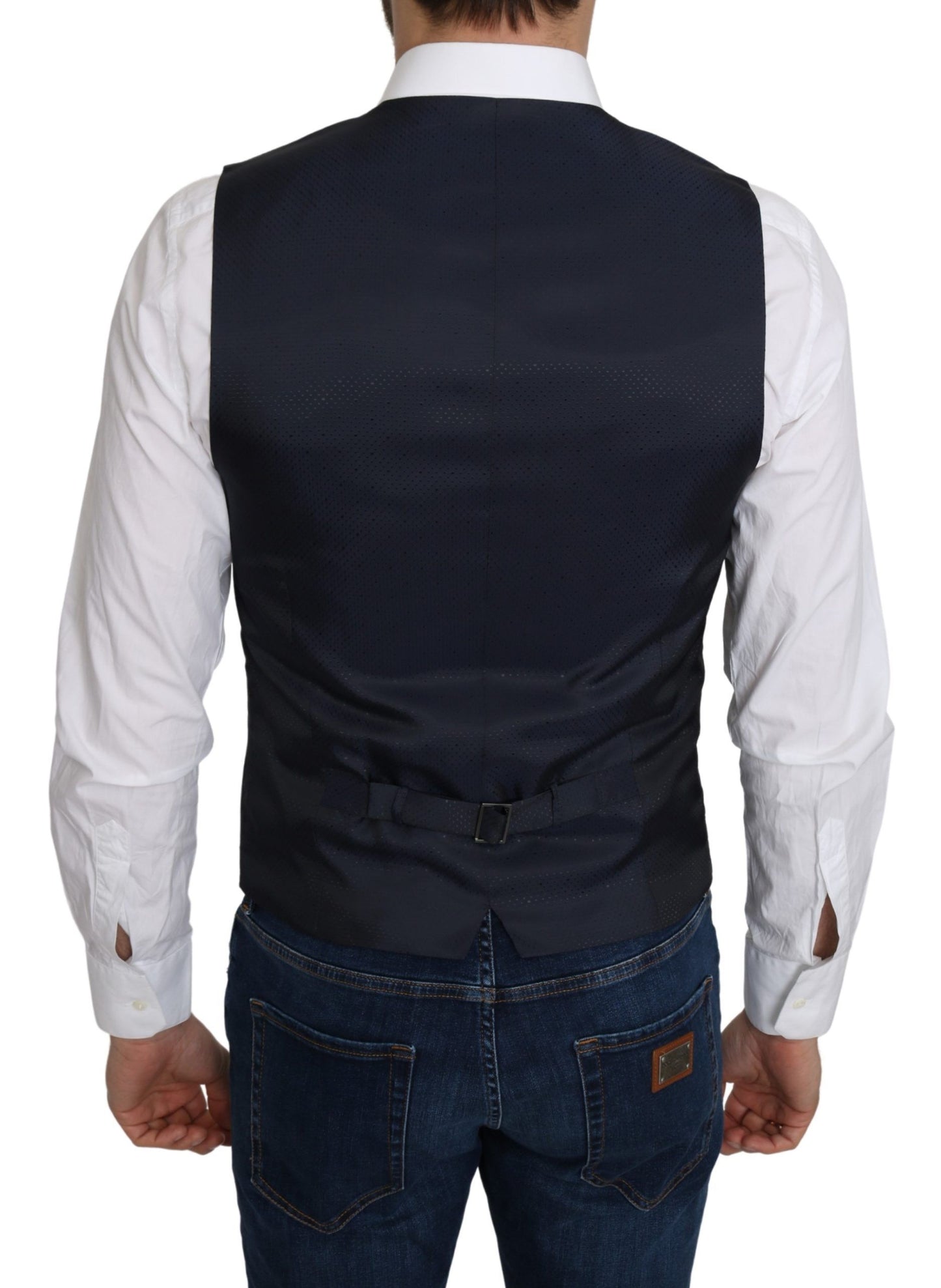 Gilet formel en soie bleue à motif romb de Dolce &amp; Gabbana