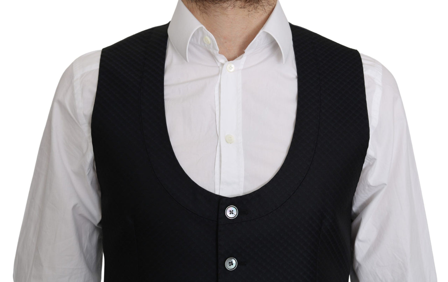 Gilet formel en soie bleue à motif romb de Dolce &amp; Gabbana